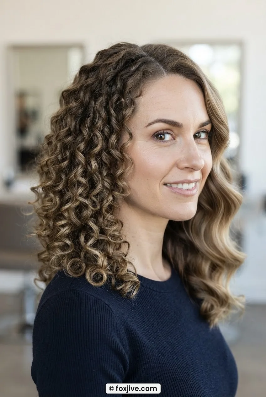 Side-by-side comparison of tight 1-inch roller brush-out curls versus loose 2.5-inch roller waves on the same woman